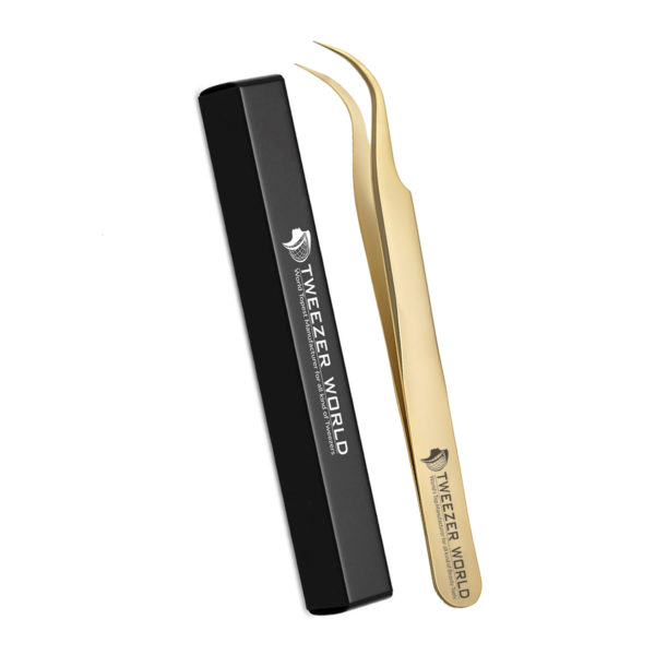 3pcs Titanium Coated Gold Eyelash Extension Tweezers Set