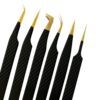 5pcs Diamond Grip Gold Tip Best Tweezers For Classic Lash Extensions Set