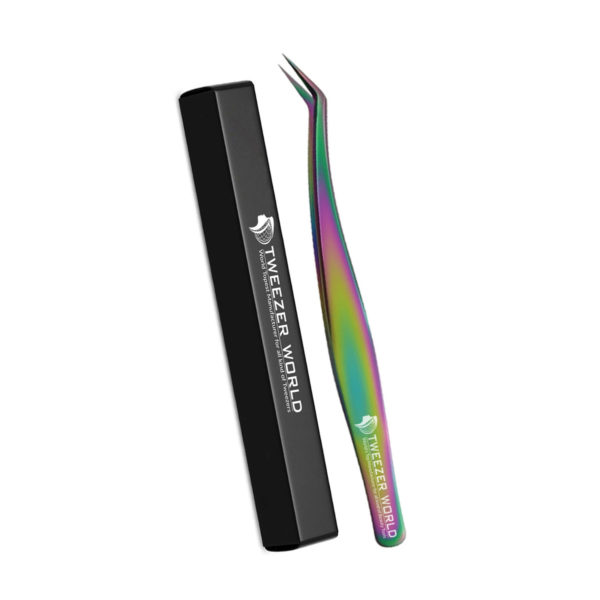 3pcs Titanium Coated Rainbow Eyelash Extension Tweezers Set
