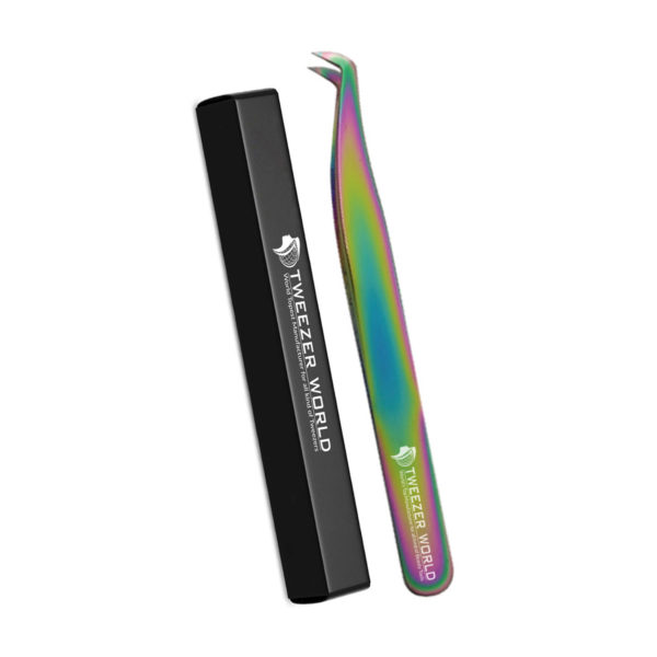 5pcs Titanium Coated Rainbow Eyelash Extension Tweezers Set