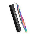 2pcs Titanium Coated Rainbow Pro Eyelash Extension Tweezers Set