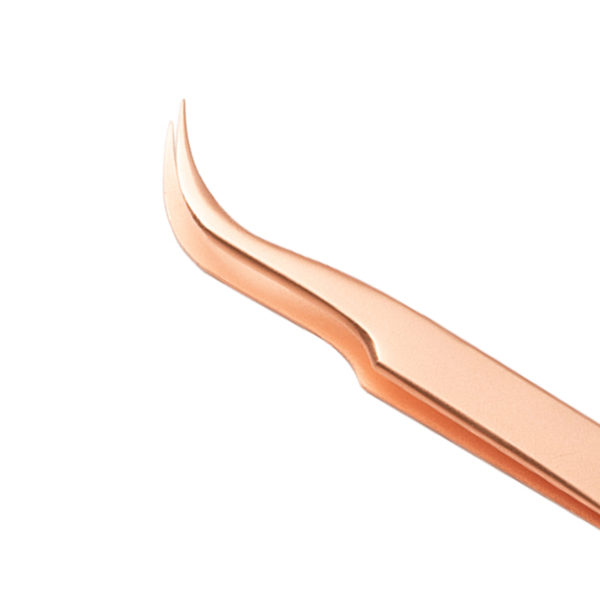 S-Curved Titanium Coated Rose Gold Eyelash Extension Tweezers