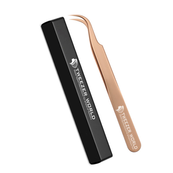 4pcs Titanium Coated Rose Gold Pro Eyelash Extension Tweezers Set