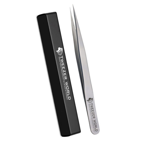 2pcs Semi Curved & Straight Silver Pro Eyelash Extension Tweezers Set