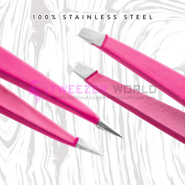 2pcs Premium Hot Pink Set Best Tweezers For Brows