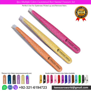 3pcs Multiple Colors Customized Best Slanted Tweezers Set
