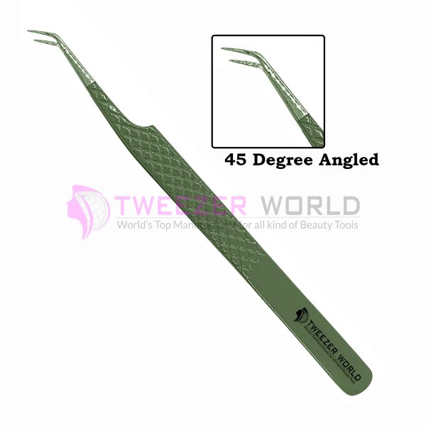 Top Rated Diamond Grip Olive Green Professional Extension Tweezers