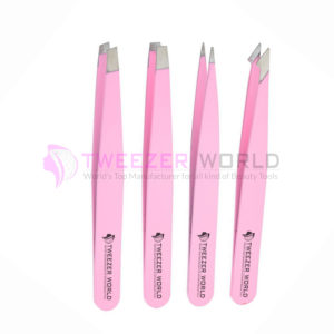 Wholesale Stainless Steel 4pcs Light Pink Set Best Eyebrow Tweezers For Men