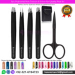 5pcs Professional Brow Tweezers & Scissor Best Quality Black Set