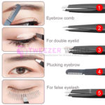 6Pcs Black Eyebrow Tweezers Set With Comb Women’s Facial Hair Remover