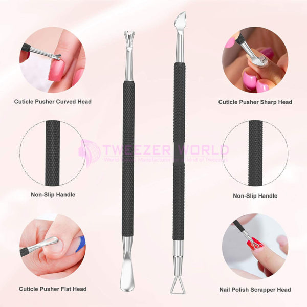 Cuticle Pusher Nail Polish Remover Stainless Steel Manicure Tool Set