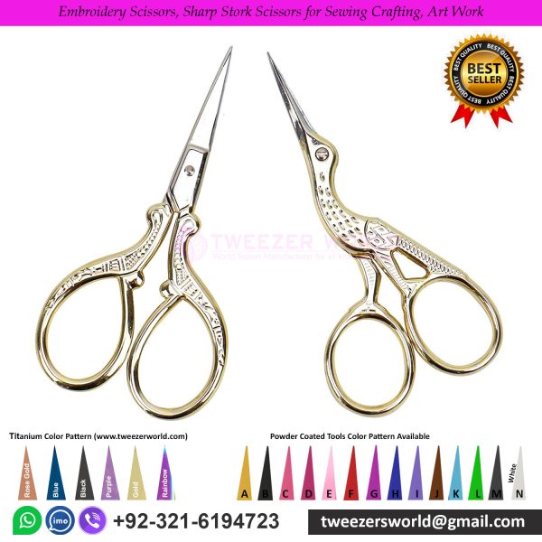 Embroidery Scissors, Sharp Stork Scissors for Sewing Crafting, Art Work