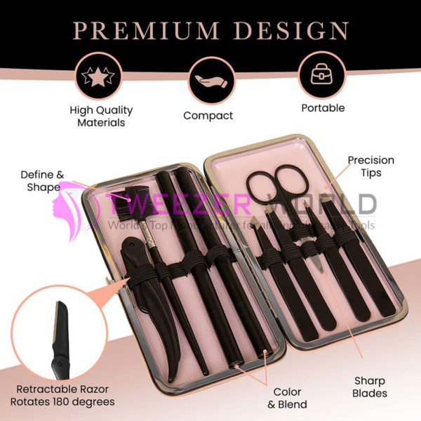 Professional Eyebrow Kit 10 Pcs Grooming Set For Women, With Razor