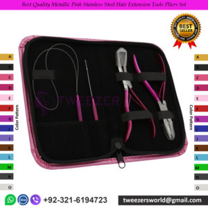 Best Quality Metallic Pink Stainless Steel Hair Extension Tools Pliers Set