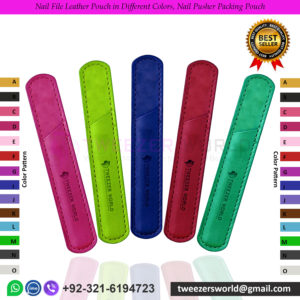 Nail File Leather Pouch in Different Colors, Nail Pusher Packing Pouch