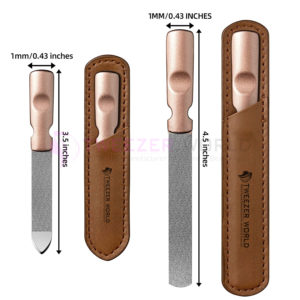 2 Pcs Best Nail Files with Rose Gold Anti-Slip Handle and Leather Case