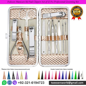 Pedicure Manicure Kit Nail Clippers Set of 12Pcs Professional Grooming Kit