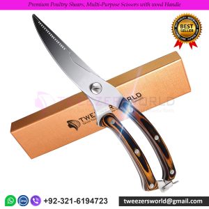 Premium Poultry Shears, Multi-Purpose Scissors with wood Handle