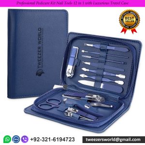 Professional Pedicure Kit Nail Tools 12 in 1 with Luxurious Travel Case