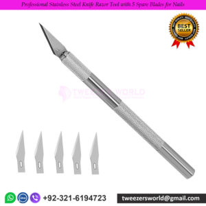 Professional Stainless Steel Knife Razor Tool with 5 Spare Blades for Nails