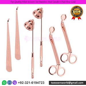 Top Quality Wick Scissors Set Stainless Steel Candle 6 Pack Rose Gold