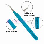 Best Quality S-Curved Eyelash Blue Handle Extension Tweezers