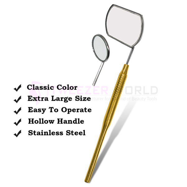 Large Hollow Handle Golden Lash Mirror Professional Eyelash Extensions Tool