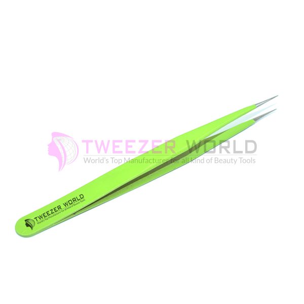Straight Isolation Needle Tip Green Handle Best Eyelash Tweezers