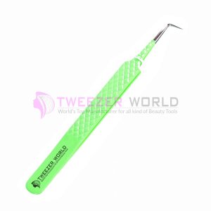 90 Degree Diamond Grip Green Handle Eyelash Extension Tweezers