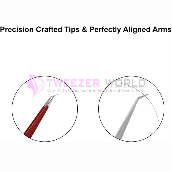 45 Degree Angled Eyelash Red Handle Extension Tweezers