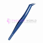 2pcs Blue Professional Titanium Steel Eyelash Extension Tweezers Set