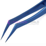 2pcs Blue Professional Titanium Steel Eyelash Extension Tweezers Set