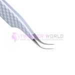 S-Curved Diamond Grip Fine Point White Handle Tweezers