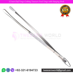 12 Inch Chef Tongs Cooking Tweezers Food Tongs with Hanging Hook