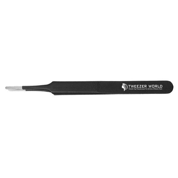 Black Straight Rounded Tip Tweezers Safe Nipper Hand Maintenance Tool