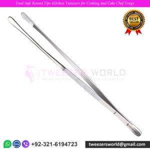 Food Safe Round Tips Kitchen Tweezers for Cooking and Cake Chef Tongs
