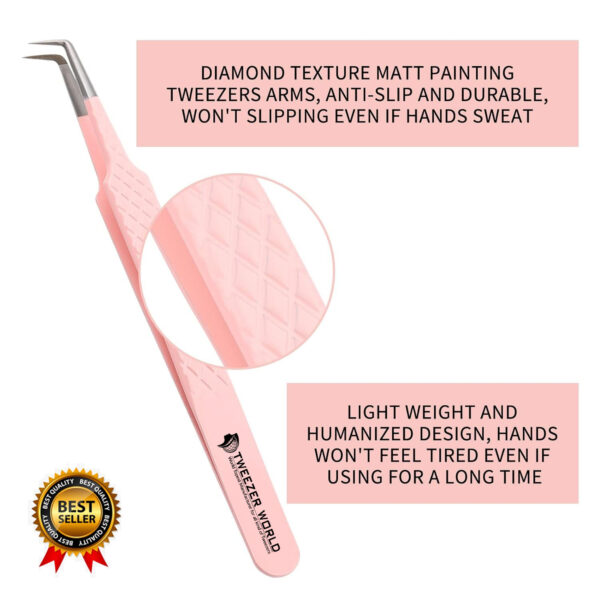 Powder Coated 90 Degree Pink Eyelash Extension Tweezer