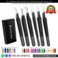 6pcs Professional Black Handle Silver Tip Eyelash Extensions Tweezers Set